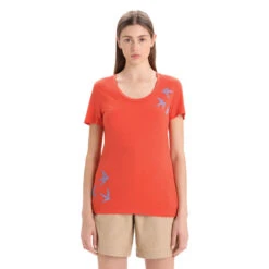 Icebreaker Tech Lite II Short Sleeve Scoop Womens T-Shirt - Swarming Shapes -Climbing Wear Store Icebreaker Tech Lite II SS Scoop Swarming Shapes Earth