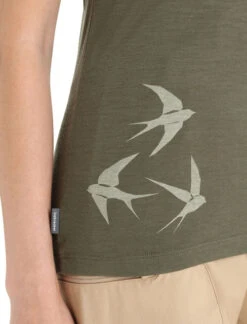 Icebreaker Tech Lite II Short Sleeve Scoop Womens T-Shirt - Swarming Shapes -Climbing Wear Store Icebreaker Tech Lite II SS Scoop Swarming Shapes Loden 04