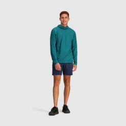 Outdoor Research Echo Printed Mens Long Sleeve Hooded Top -Climbing Wear Store Outdoor Research Echo Printed Hoodie Deep Lake Squiggle 03