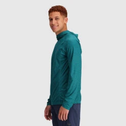 Outdoor Research Echo Printed Mens Long Sleeve Hooded Top -Climbing Wear Store Outdoor Research Echo Printed Hoodie Deep Lake Squiggle 04