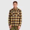 Outdoor Research Feedback Flannel Mens Long Sleeve Shirt -Climbing Wear Store Outdoor Research Feedback Flannel Sand Plaid 01