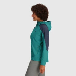 Outdoor Research Ferrosi Womens Hooded Jacket -Climbing Wear Store Outdoor Research Ferrosi Womens Hoodie Tropical Naval Blue 03