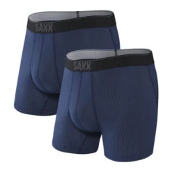 SAXX Quest Quick Dry Mesh Boxer Fly Brief - 2 Pack -Climbing Wear Store SAXX Quest Boxer Brief Midnight Blue 2 Pack