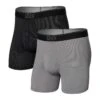 SAXX Quest Quick Dry Mesh Boxer Fly Brief - 2 Pack 1 SAXX Quest Quick Dry Mesh Boxer Fly Brief - 2 Pack -Climbing Wear Store Saxx Quest Mens Boxer Fly Brief 2 Pack Black Dark Charcoal II